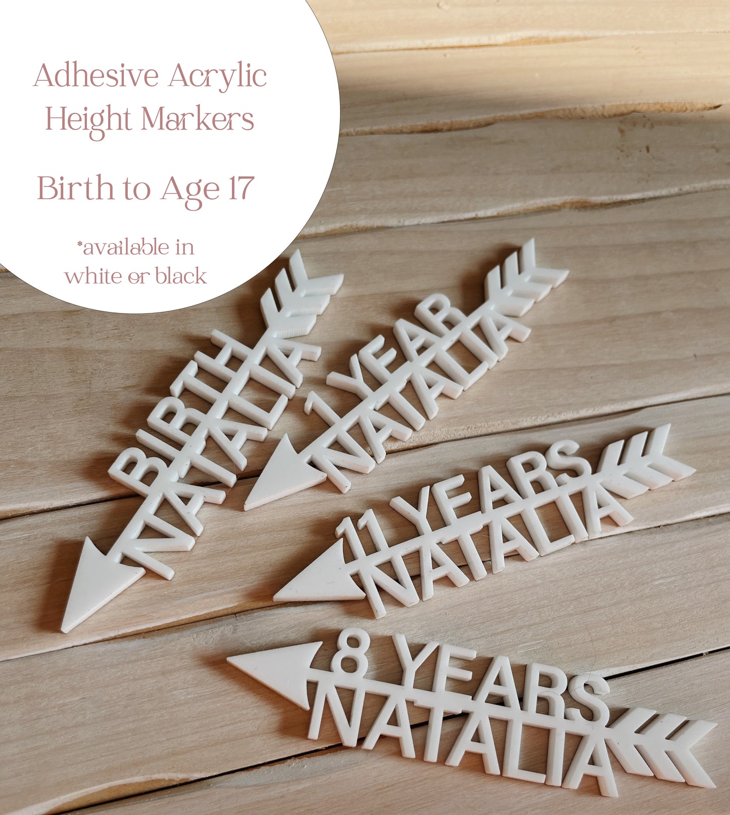 Personalized Adhesive Acrylic Height Markers
