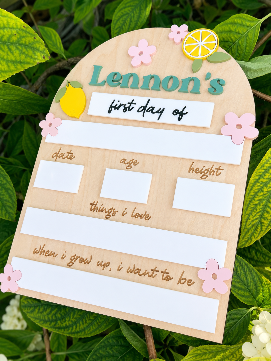 Lemon Back To School Photo Prop with Interchangeable Names