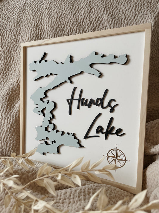 Lake Map - 12"x12" - ORDER BY DEC. 15 TO GET IT IN TIME FOR CHRISTMAS