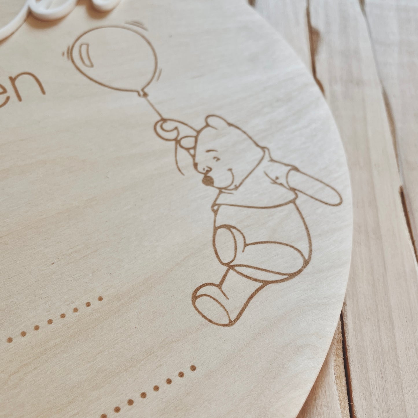 Custom baby arrival announcement sign - Pooh Bear